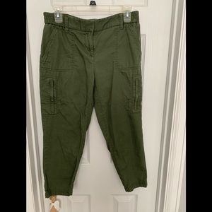 Ann Taylor Loft green crop cargo pants
